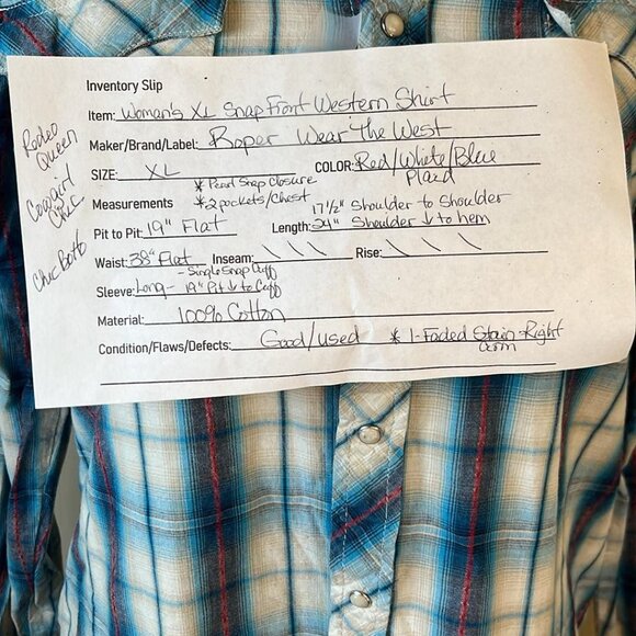 Roper Ladies XL Western Style Pearl Snap Plaid Shirt Cowgirl Rodeo Work Wear - Picture 2 of 9